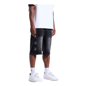 Men's Crysp Denim Diamond Shorts Black CRY-SUM26-017-BLK