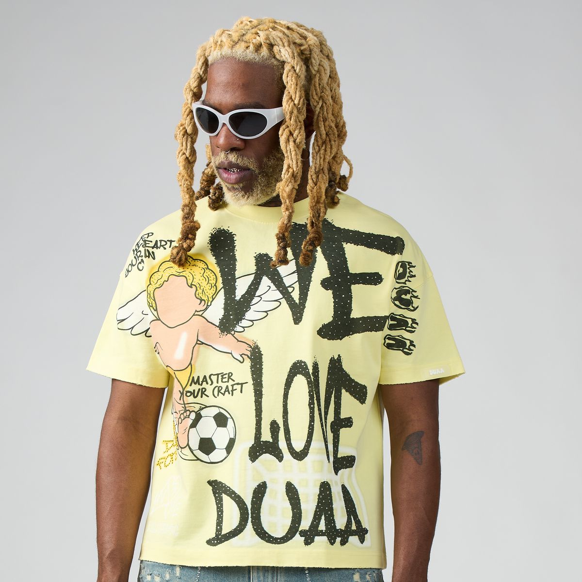 Men's Duaa Luv T-Shirt Yellow Luv-grey