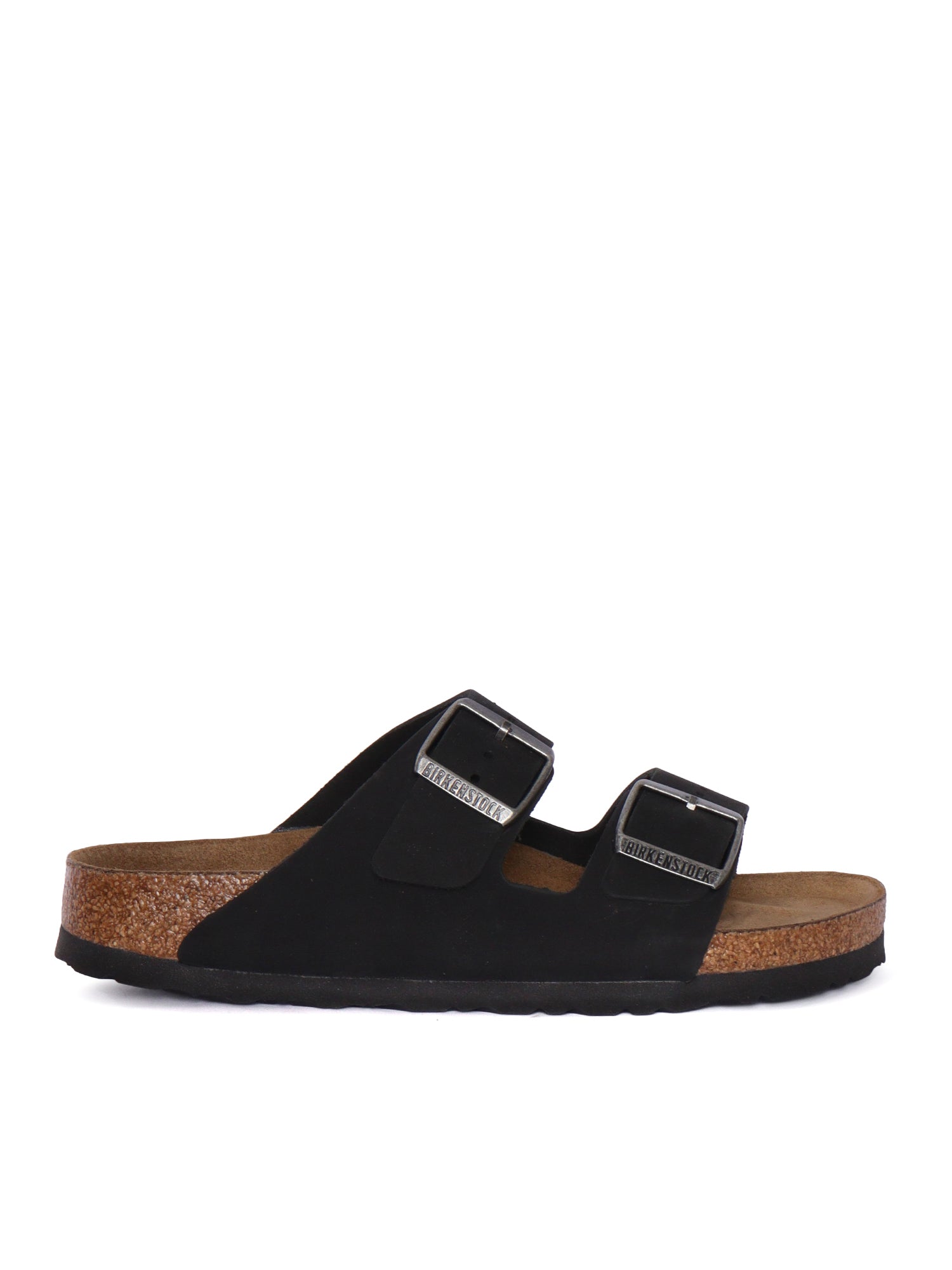 Black Arizona Nubuck Leather Slide Sandal