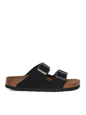 Black Arizona Nubuck Leather Slide Sandal