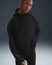Nike Tech Hoodie Men's Black Fleece Embroidered Swoosh Logo Oversized JAX1049