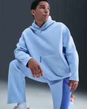 Nike Tech Oversized Fleece Hoodie Mens Blue Kangaroo Pocket Pullover JAX1062
