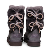 UGG Classic Double Bow Short Charcoal Boots - Women's