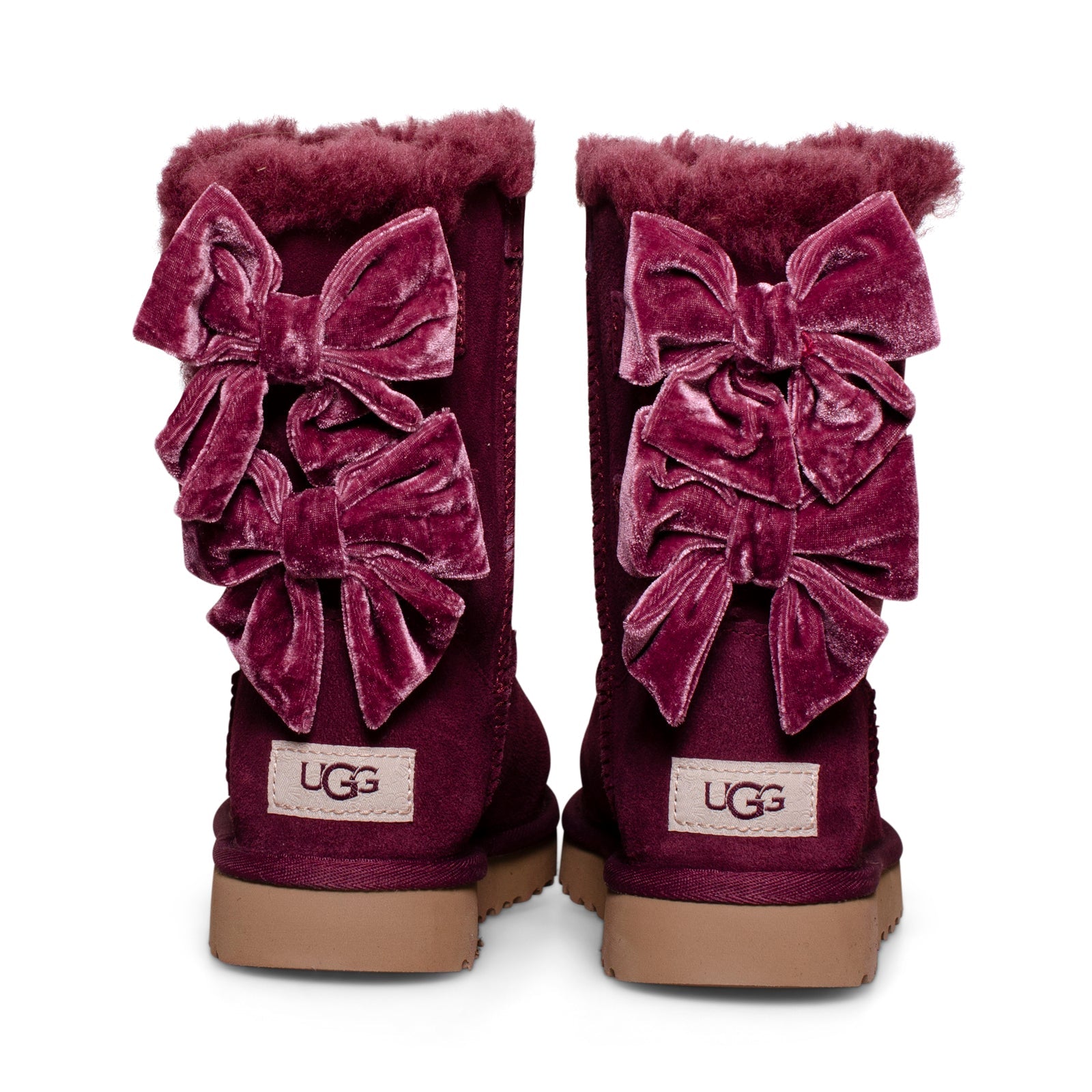 UGG Bailey Bow Crushed Velvet Wild Grape Boots - Women's