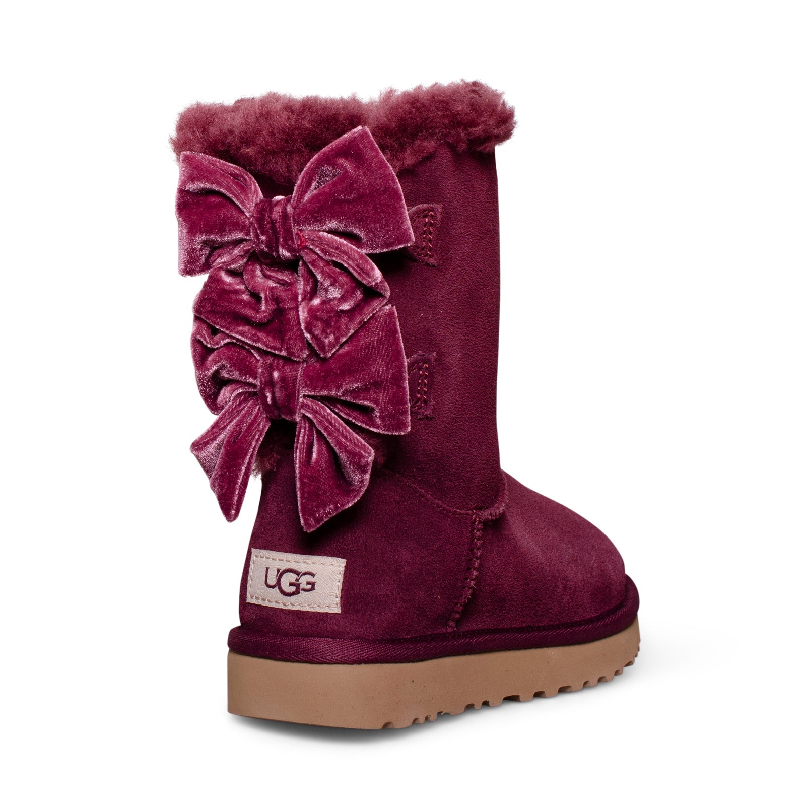 UGG Bailey Bow Crushed Velvet Wild Grape Boots - Women's
