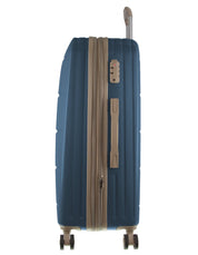 2pc Pierre Cardin Large Hard & Cabin Travel Luggage Set w/ Name Tag Blue