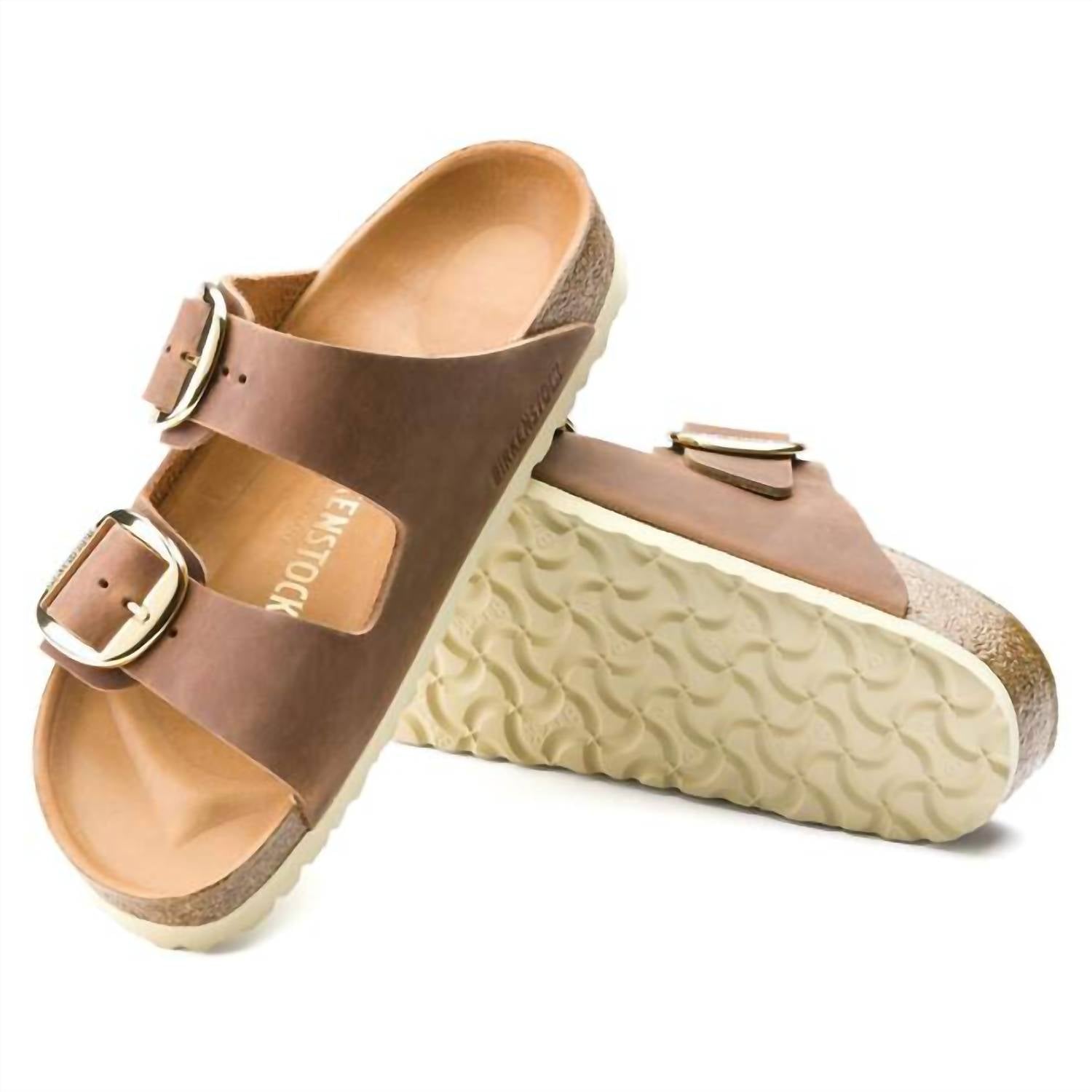 Unisex Arizona Big Buckle Sandals In Cognac