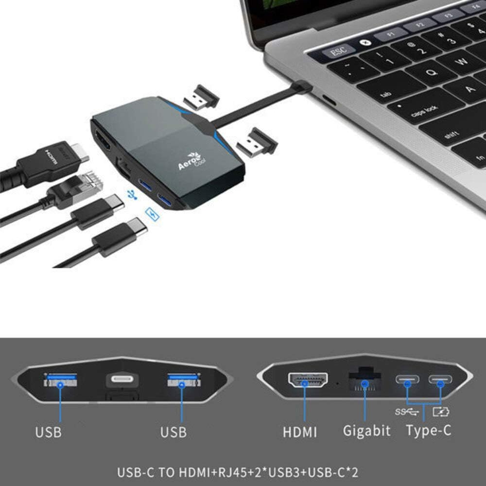 AeroCool ASA-ATHB82A Type-C Hub with HDMI,Type-C and Gigabit LAN Port