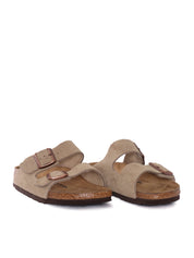 Taupe Arizona Suede Leather Slip-On Sandals