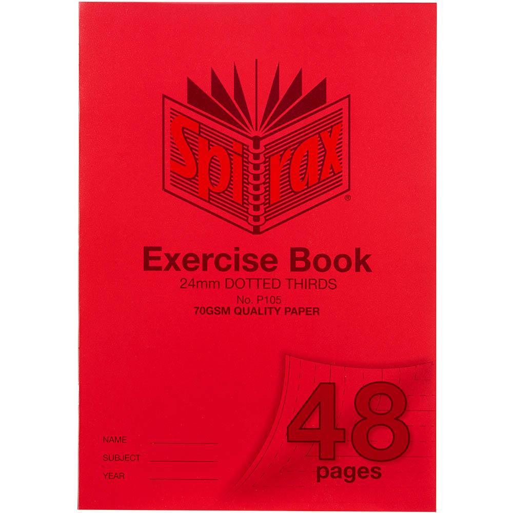 5x Spirax P105 Exercise Book Dotted Thirds 24mm 70gsm 48 Page A4 Red