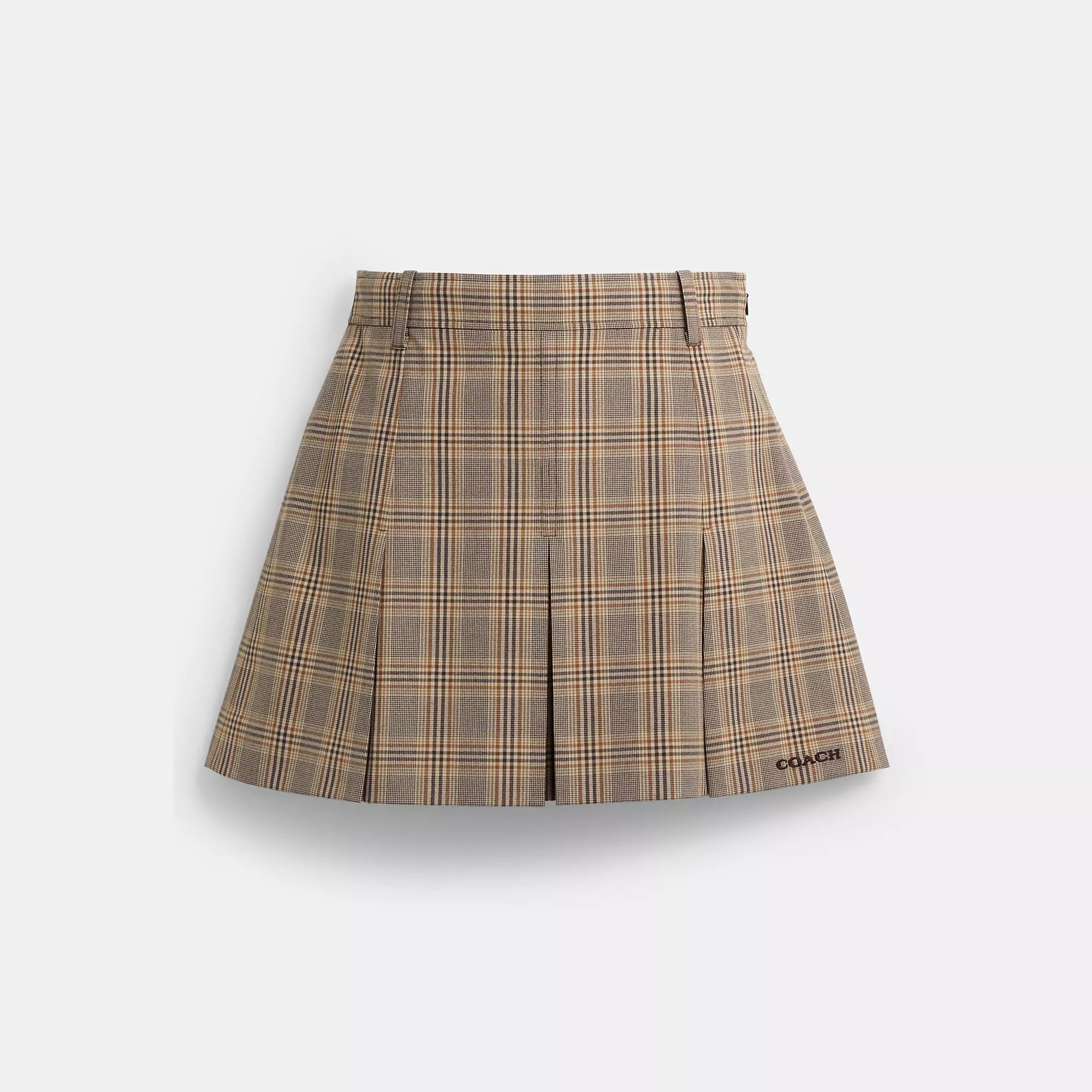 Coach Outlet Pleated Plaid Skirt In Recycled Polyester