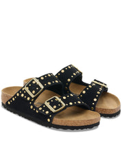 Arizona Rivet Black Suede Studded Sandals