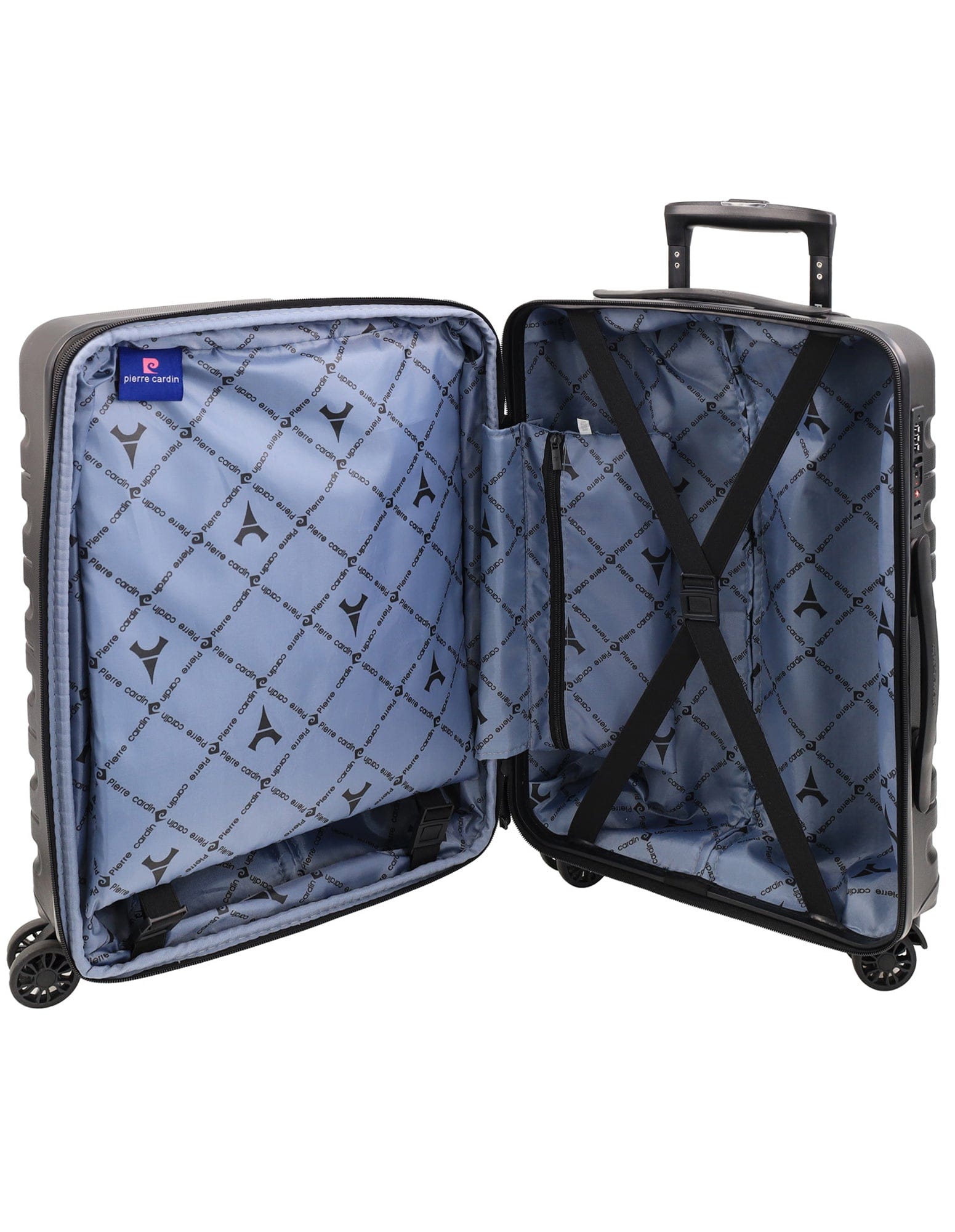 3pc Pierre Cardin 4 Wheel Hard-Shell Suitcase Travel Luggage Set Black