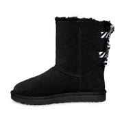 UGG Bailey Bow Diagonal Stripes Black Boots - Women's