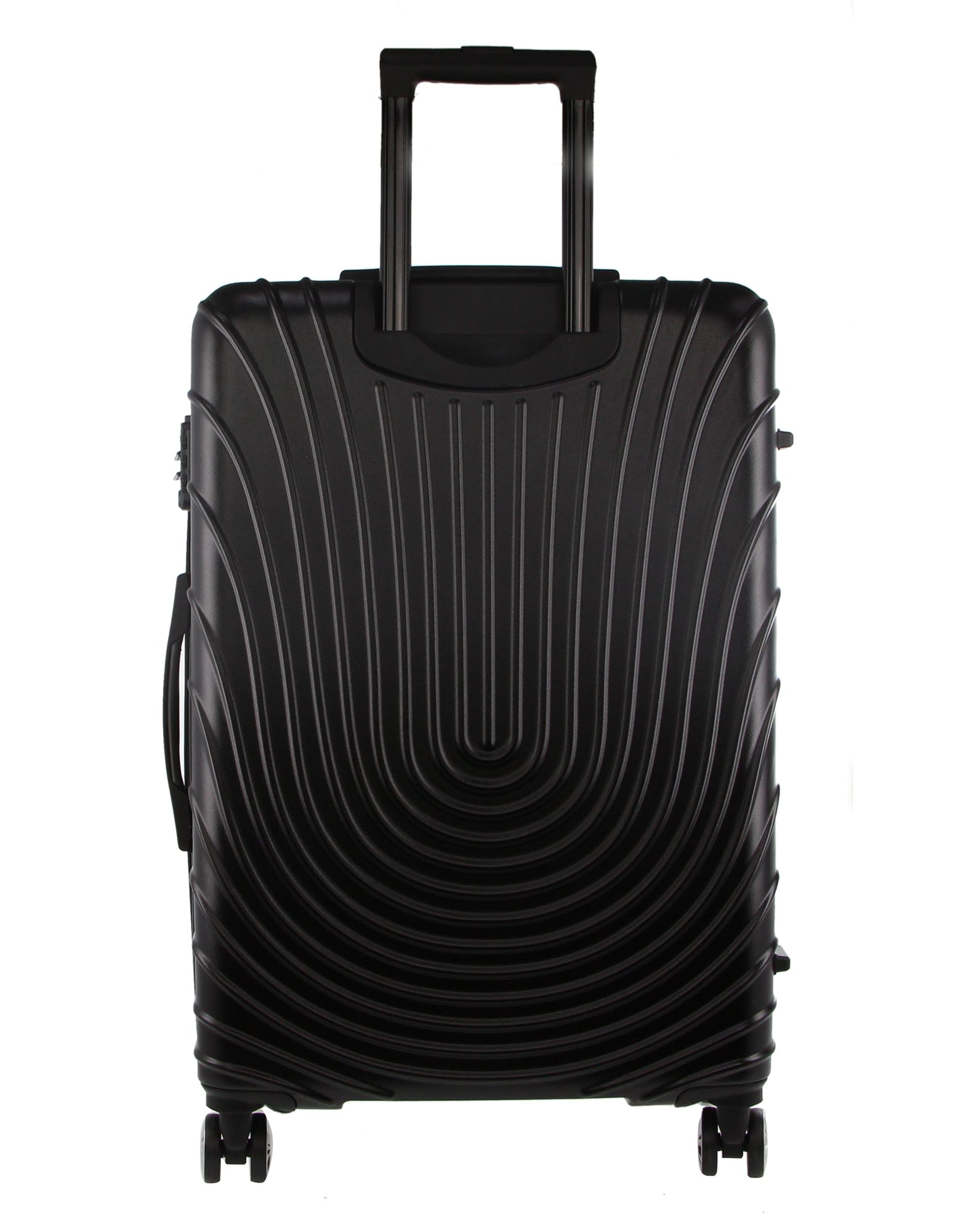 2pc Pierre Cardin Large Hard-Shell Suitcase & Cabin Set Luggage Tag Black