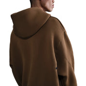 Nike Tech Hoodie Mens Brown Fleece Embroidered Swoosh Logo Oversized Fit JAX1051