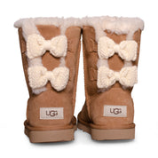 UGG Bailey Knit Bow Chestnut Boots - Youth