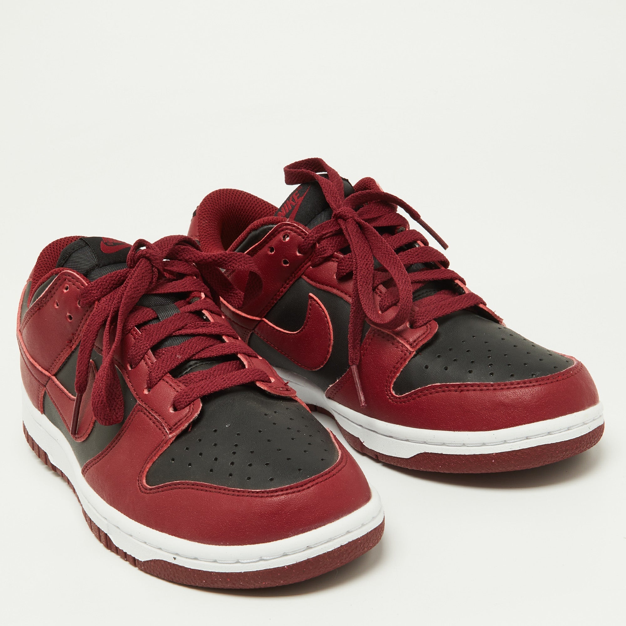 Nike Red/black Leather Dunk Low Top "team Red" Sneakers