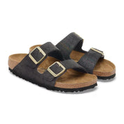 Women's Arizona Narrow Sandal In Black Suede Shimmering