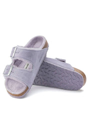 Women's Arizona Shearling Suede Narrow Sandals In Purple Fog