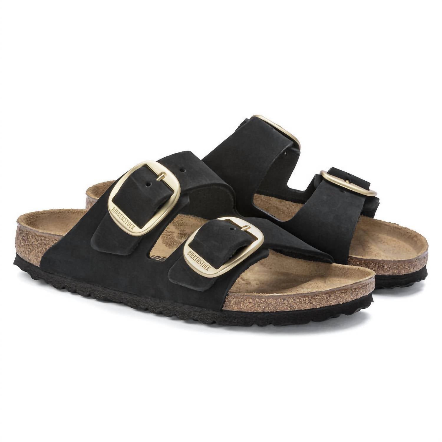 Women's Arizona Big Buckle Nubuck Leather Sandal In Black
