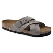 Unisex Lugano Suede Leather Sandal in Stone Coin