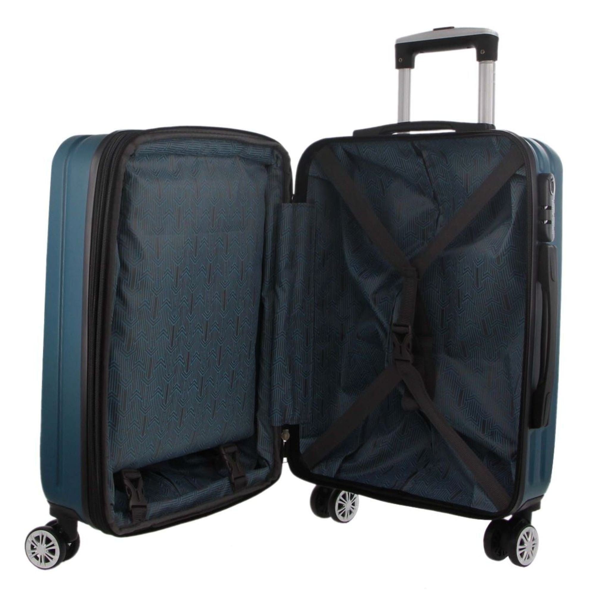 3pc Pierre Cardin Hard-Shell Suitcase Cabin Travel Luggage Set Teal