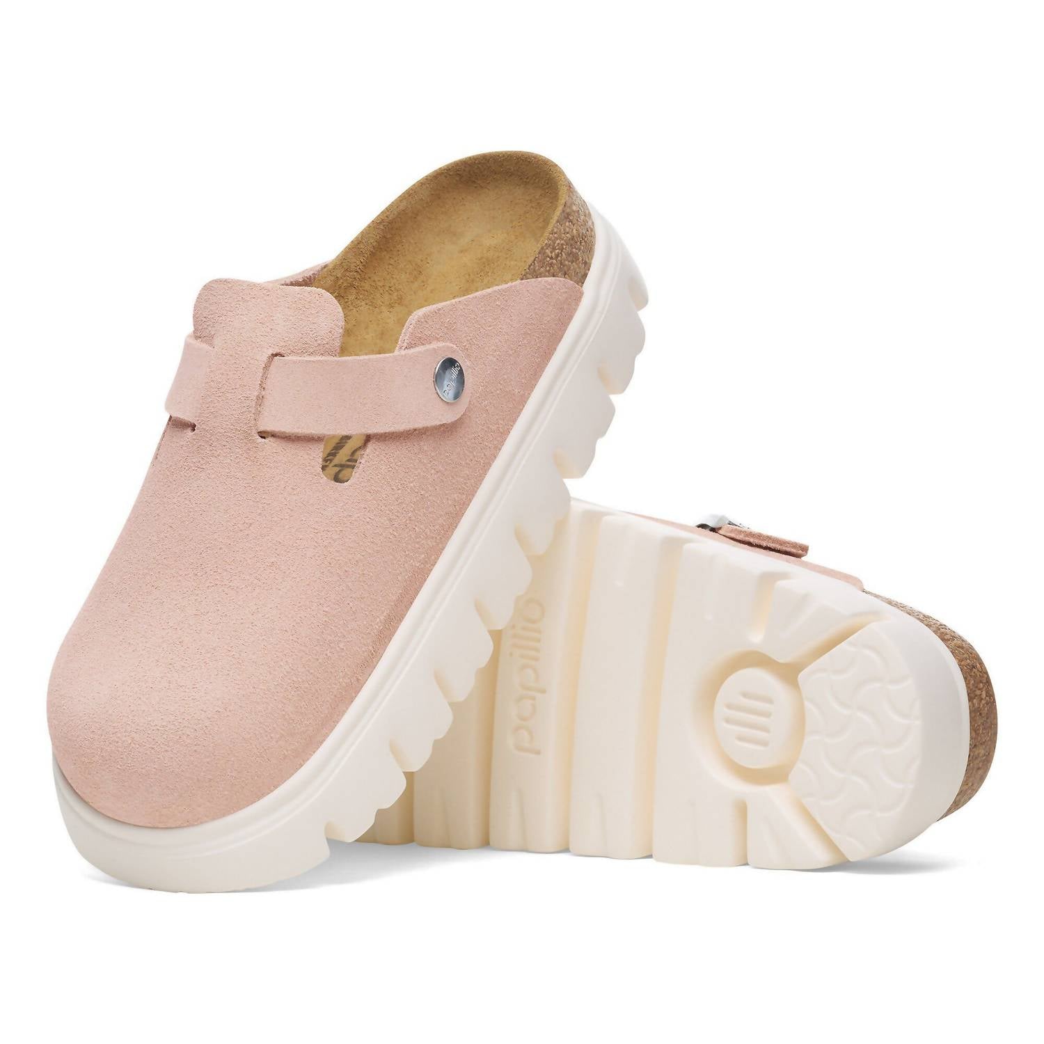 Women's Boston Chunky Suede Clogs In Light Rose