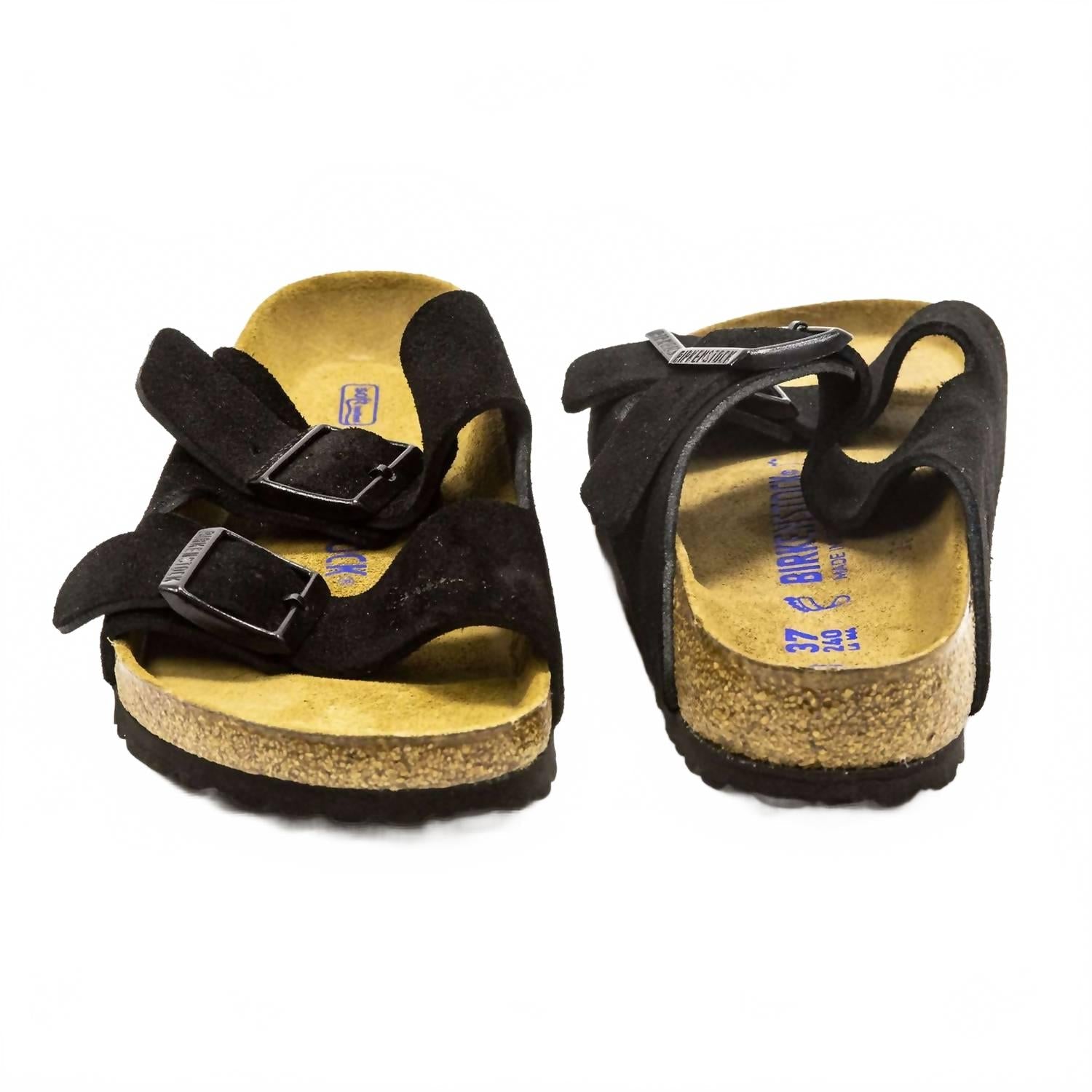 Men's Arizona Soft Footbed Sandals In Black Suede