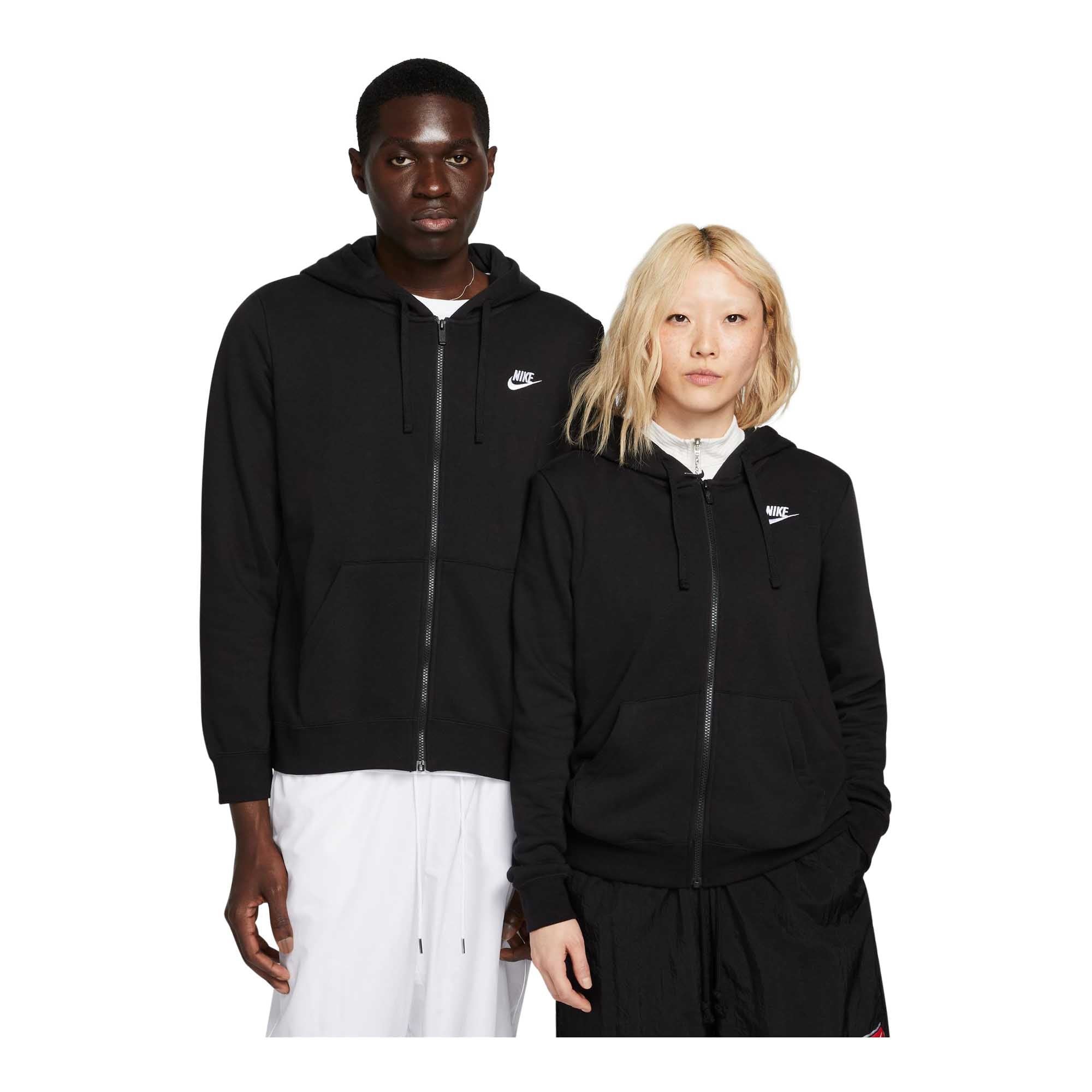 WOMENS NIKE SPORTSWEAR CLUB FLEECE FULLZIP HOODIE_BLACK/WHITE