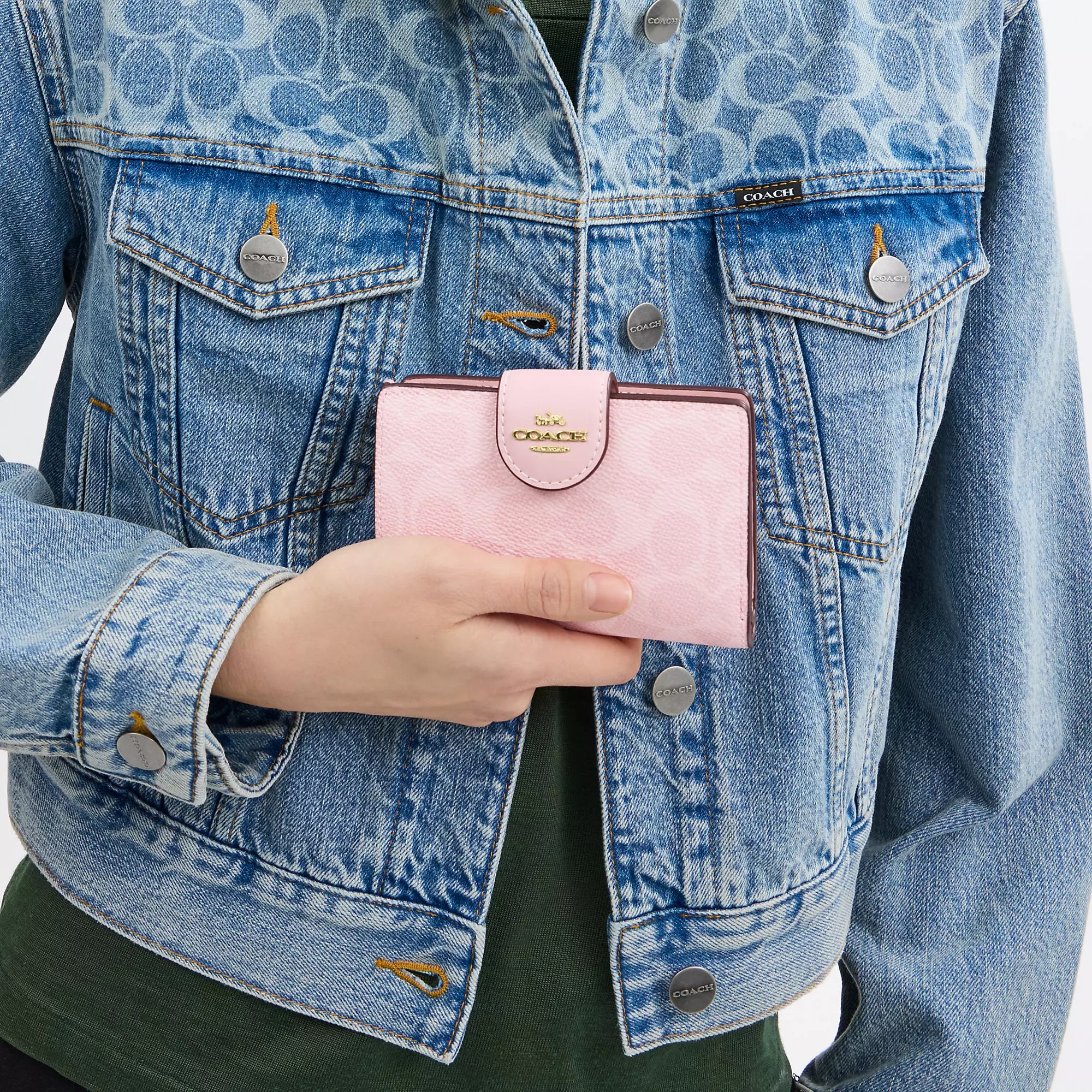 Coach Outlet Medium Corner Zip Wallet In Signature Canvas