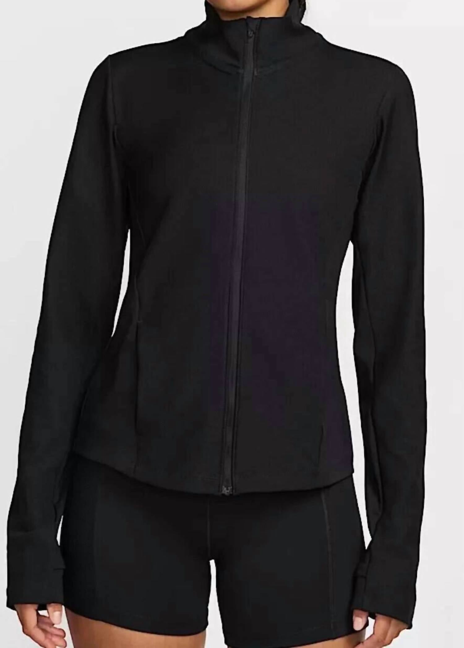 Women's One Ribbed Full Zip Mid Layer Top In Dark Green