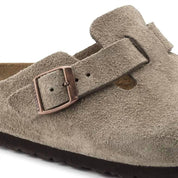 Unisex Boston Suede Leather Clogs In Taupe