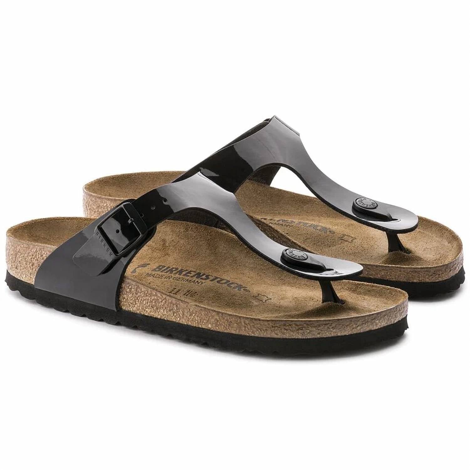 Women's Gizeh Birko-Flor Sandals In Black Patent