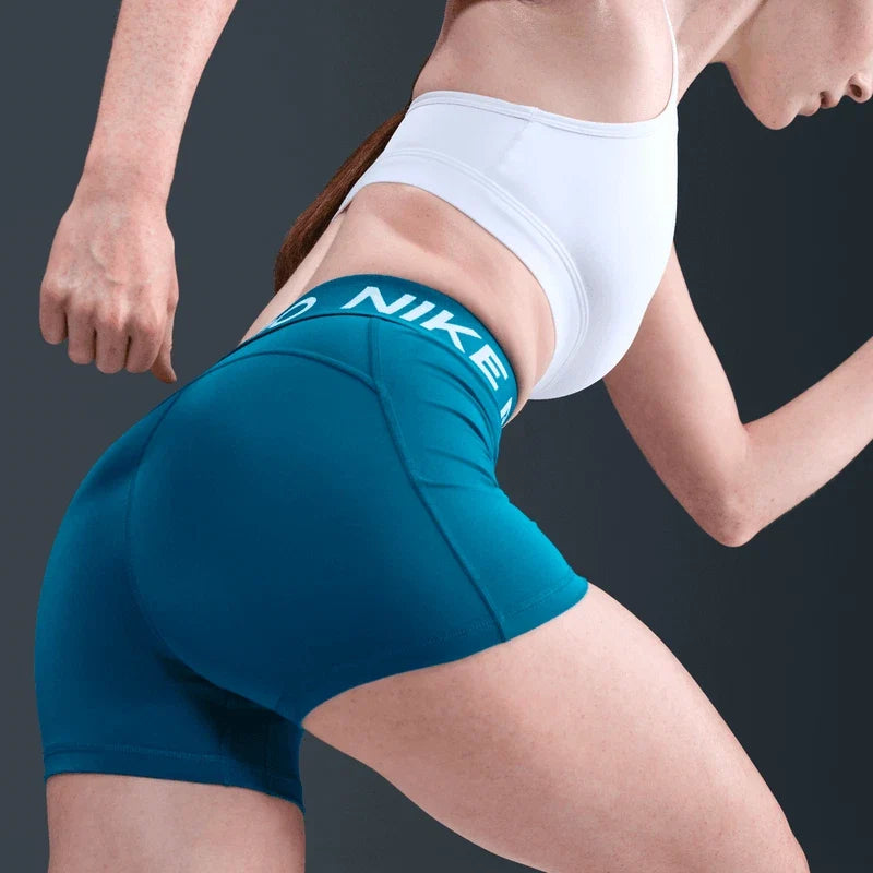 Women's Nike Pro CZ9857-301 Shorts  Blue Stretch Training Legging Workout JAX872