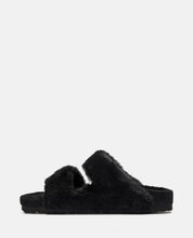 Black Shearling Sandals With Oversized Buckles