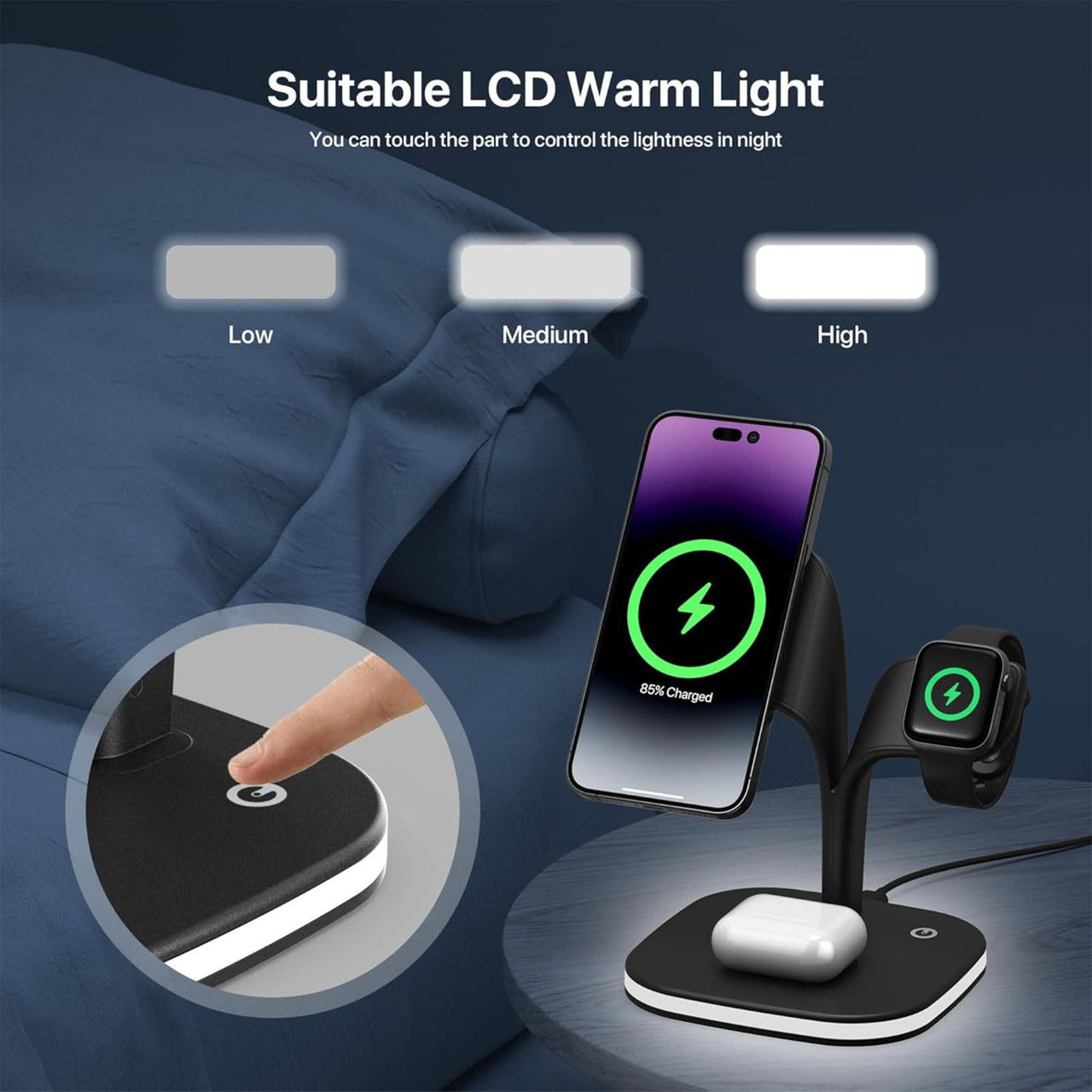5-in-1 Wireless Fast Multi Device Charging Station with Night Light