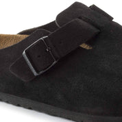 Unisex Boston Soft Footbed Suede Leather Clogs In Black