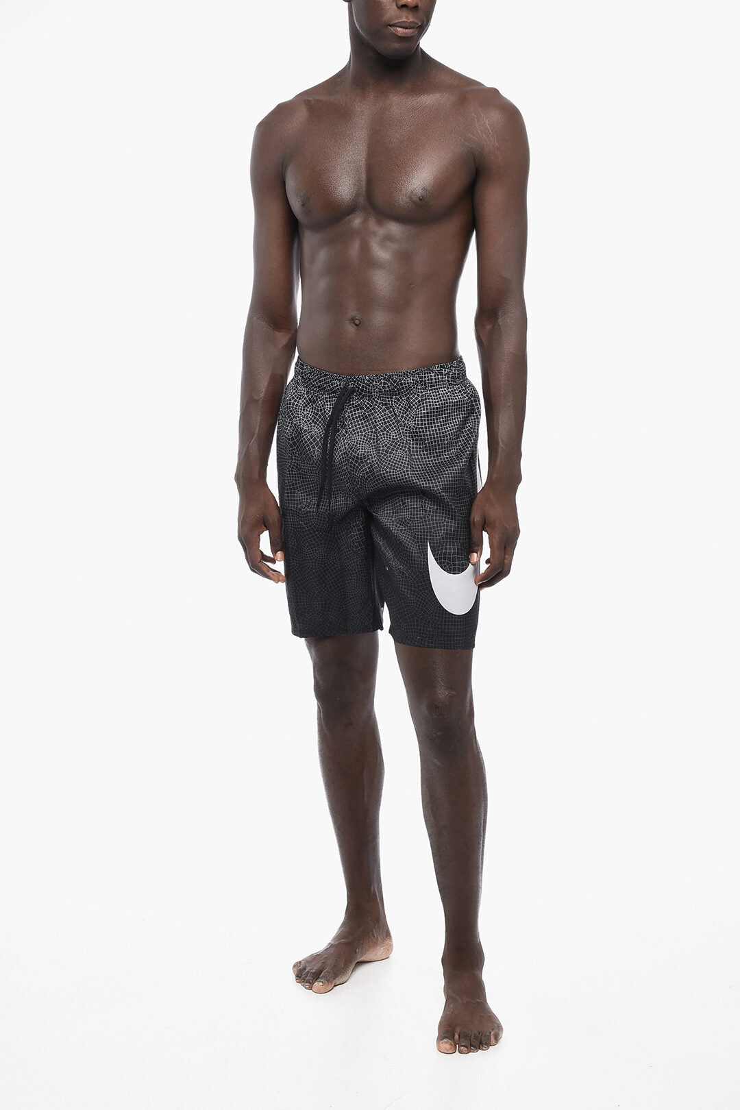 Boxer Swim Trunks GRID SWOOSH with Maxi Printed Logo