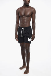 Nylon Boxer Swim Shorts with Printed Logo