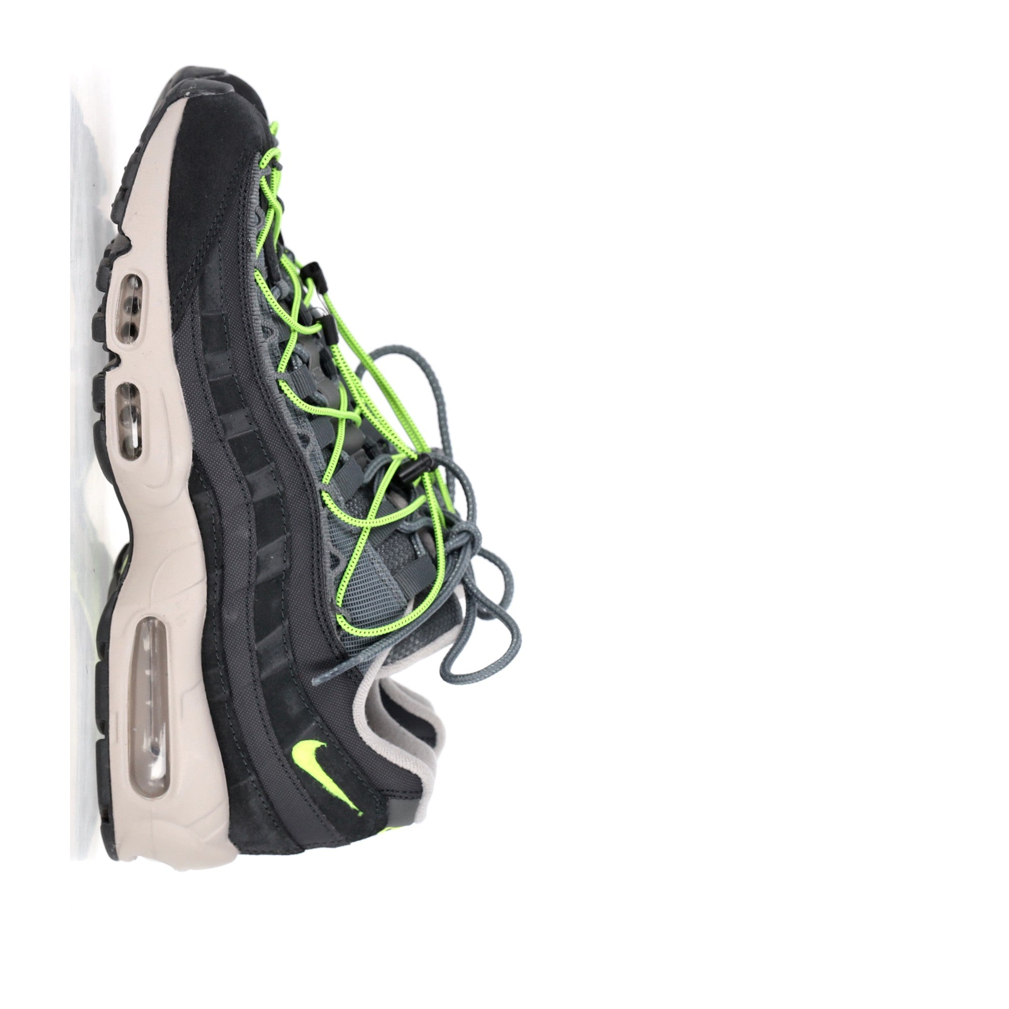 Nike Air Max 95 Speed Lacing Off Noir Volt Sneakers in Grey Synthetic