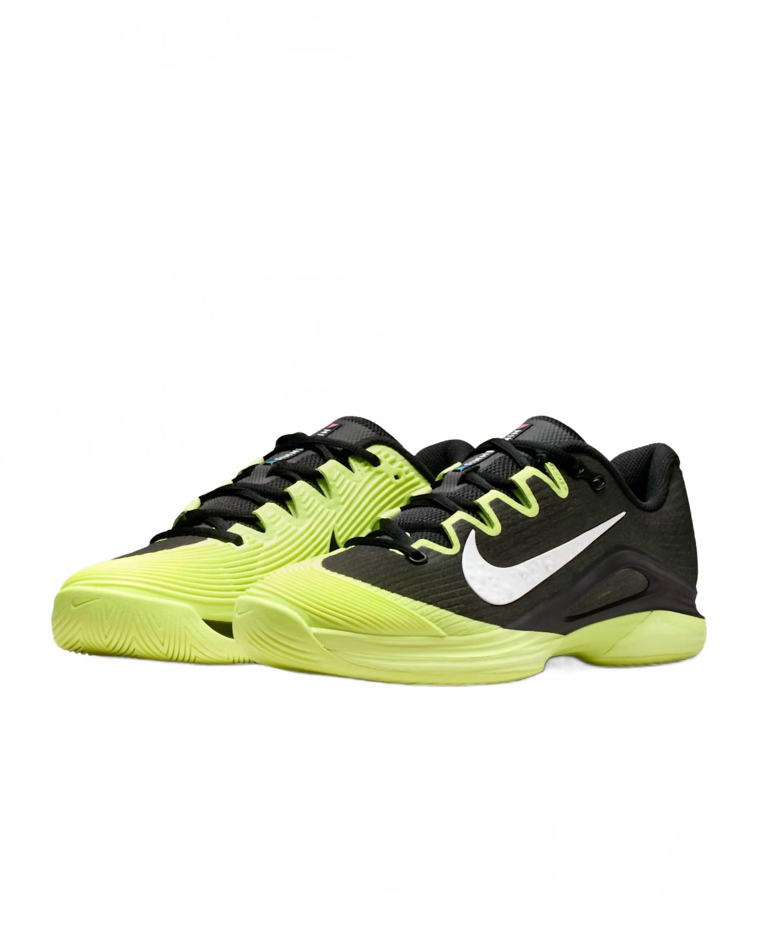 Women's Vapor 12 Hard Court Tennis Shoes In Black/light Lemon Twist/blue Ribbon Heather/white