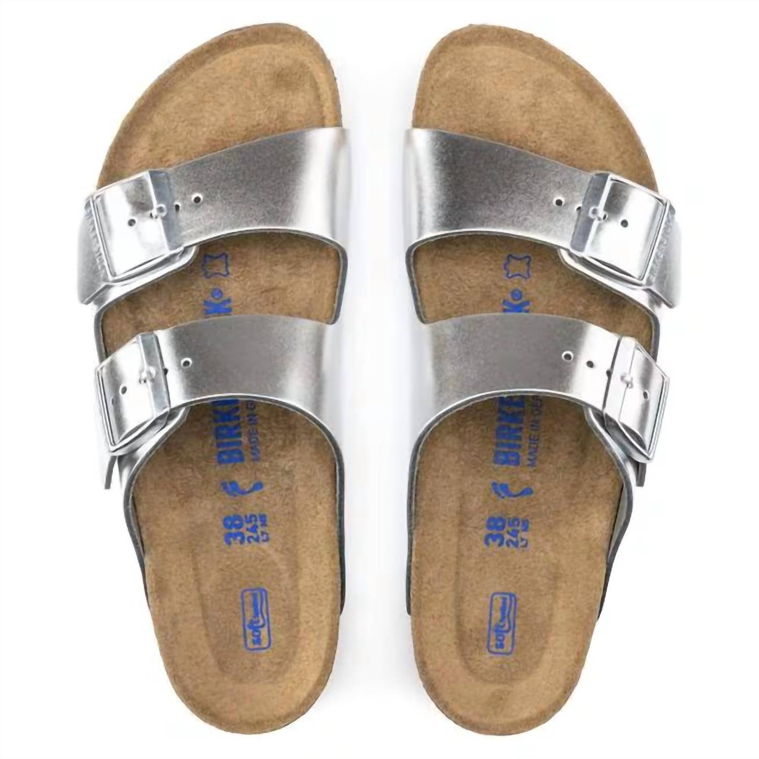 Women's Arizona Soft Footbed Sandal In Metallic Silver