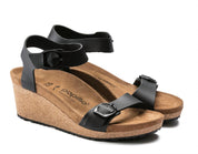Women's Soley Leather Soft Footbed Wedge Heel Sandal In Black