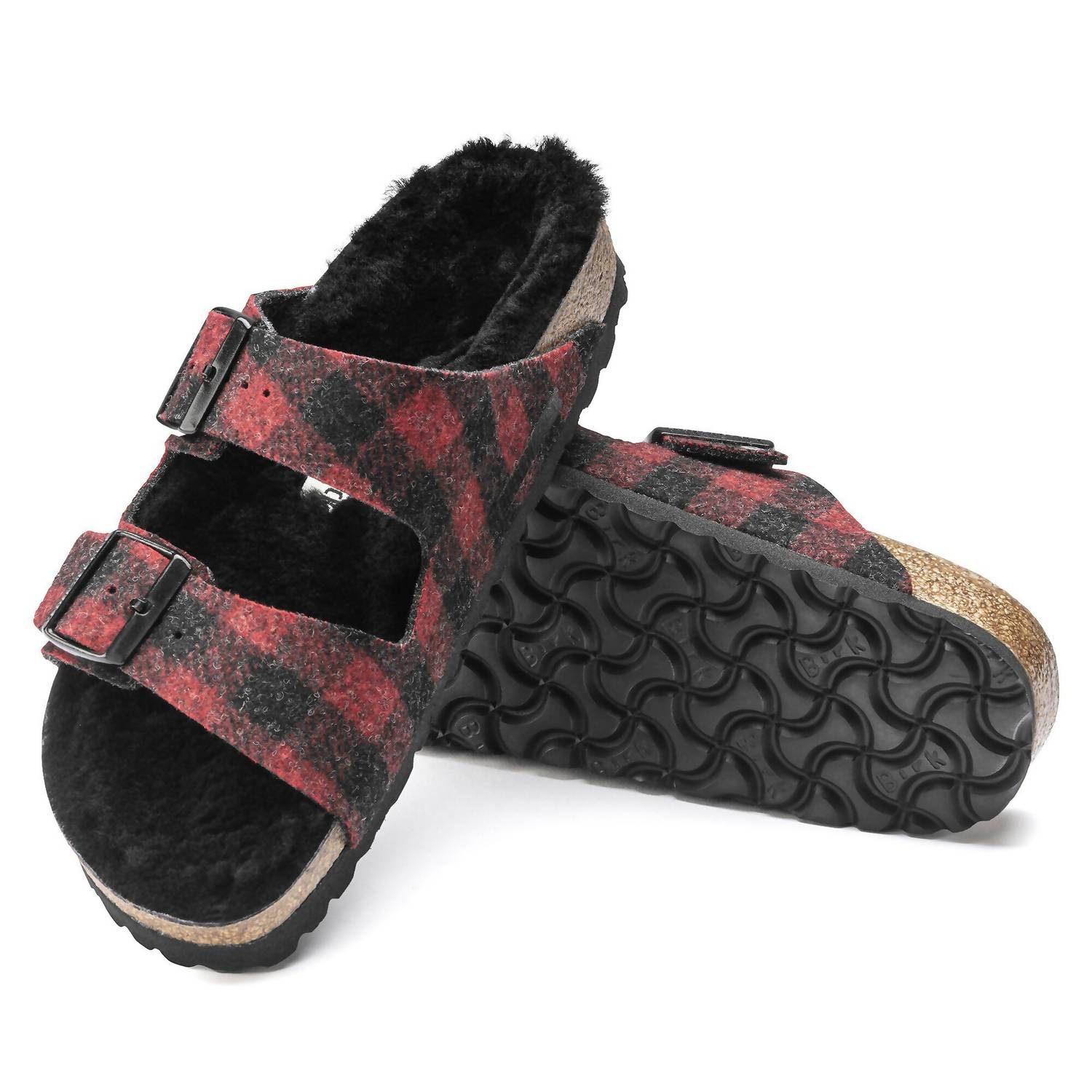 Men's Arizona Rivet Flip-Flops In Plaid Red