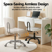Artiss Armless Office Chair Ergonomic Swivel Home Office Desk Chair PU Leather White