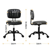 Artiss Armless Office Chair Ergonomic Swivel Home Office Desk Chair PU Leather Black