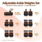 Everfit Adjustable Ankle Wrist Weights 1 Pair 0.9-4.55kg Leg Arm Pilates Gym