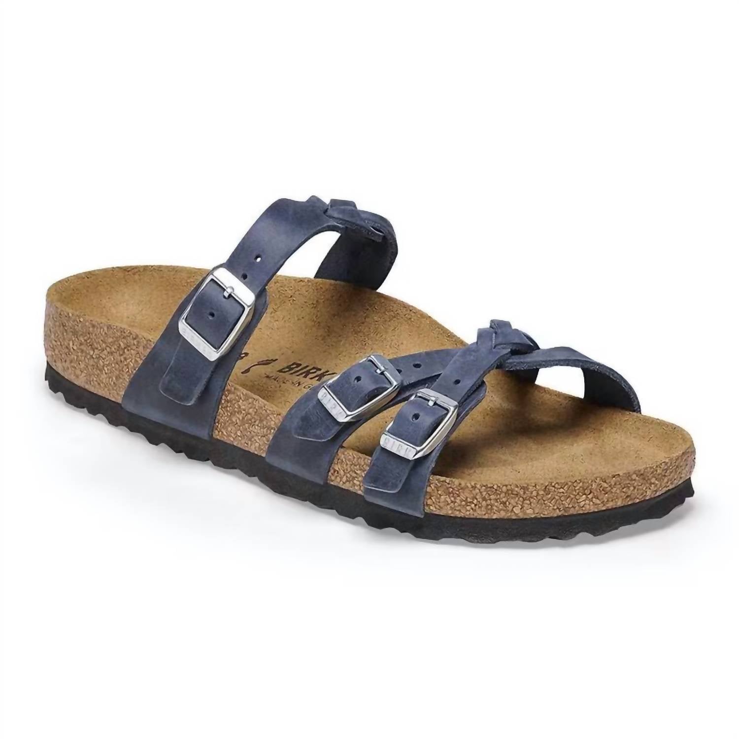 Women's Franca Braided Sandal In Navy Oiled Leather