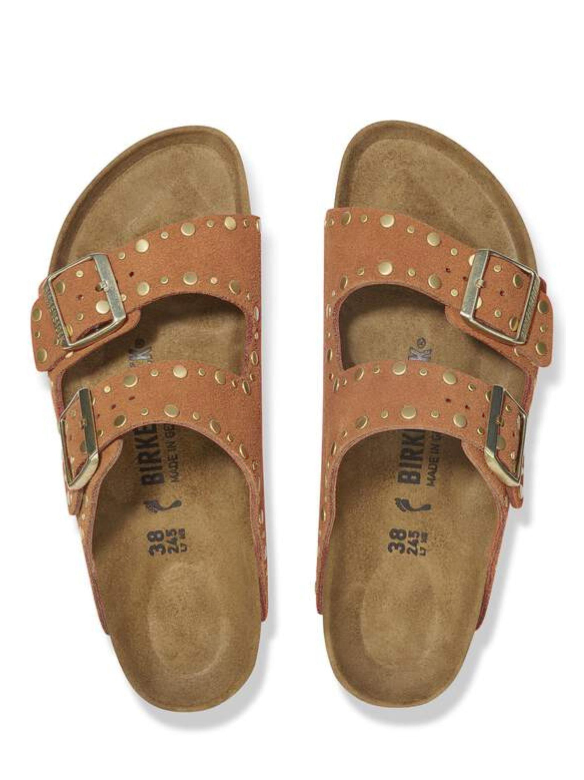 Brown Suede Arizona Rivet Sandals